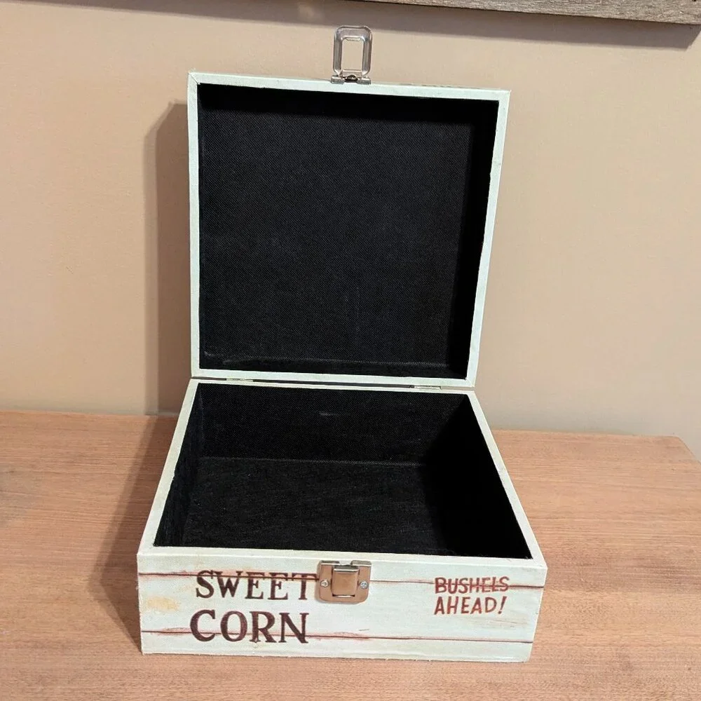 Vintage Decorative Farmhouse Wooden Box With Buckle Closure